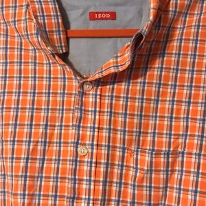 Big Mens IZOD Button Up Shirt 4XL Orange LS